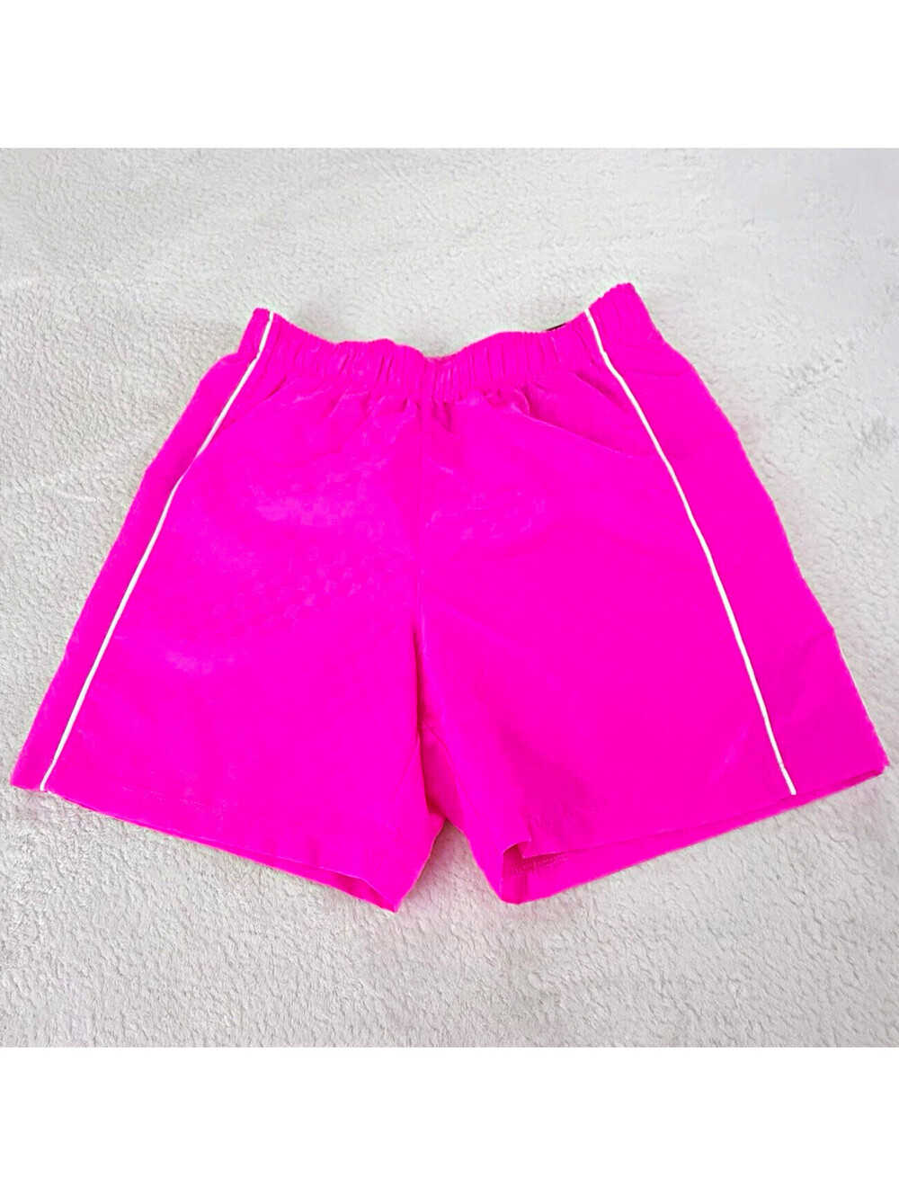 DSG Boys Athletic Shorts Pink/White Check Woven Nylon Drawstring Elastic 14-16